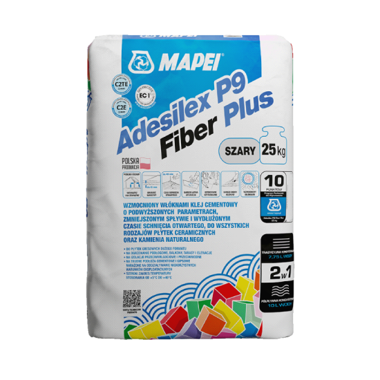 MAPEI AdeSilex P9 FIBER PLUS {C2TE} 25 kg - sivi MAPEI AdeSilex P9 FIBER PLUS {C2TE} 25 kg - sivi